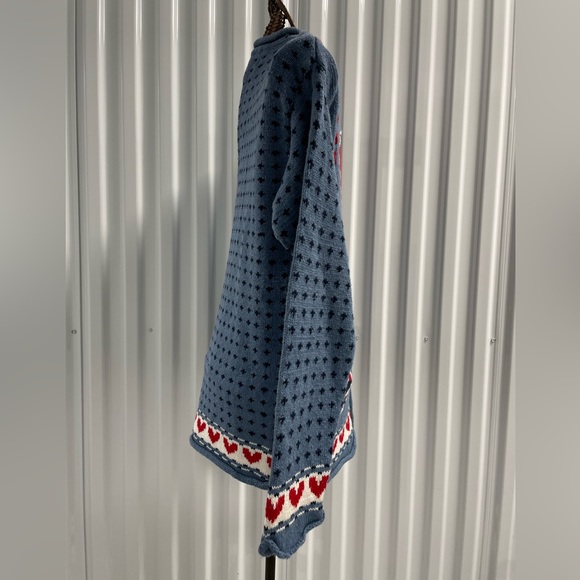 Vintage 1995 SML Sport Hand Knit Hearts ❤️ Button Up Cardigan Sweater size Small - Picture 4 of 10